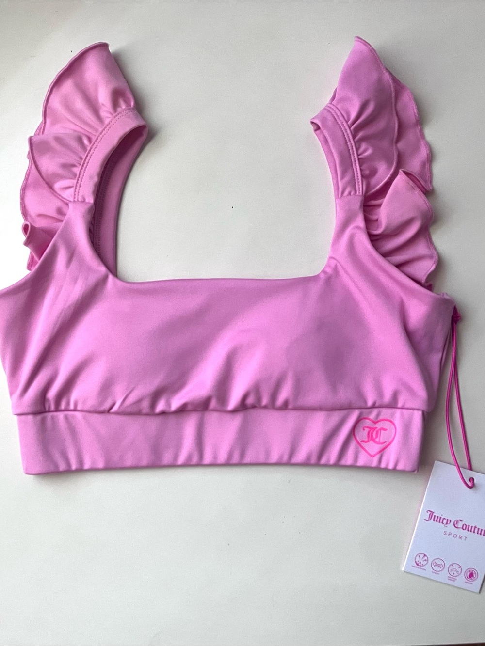 Ruffle Trim Pink Sports Bra